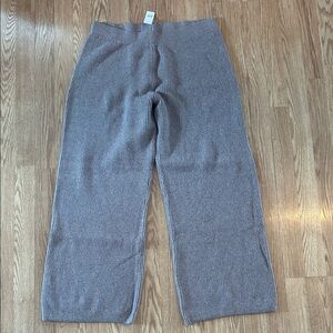 GAP Gray Ribbed Knit Wide-Leg Pants